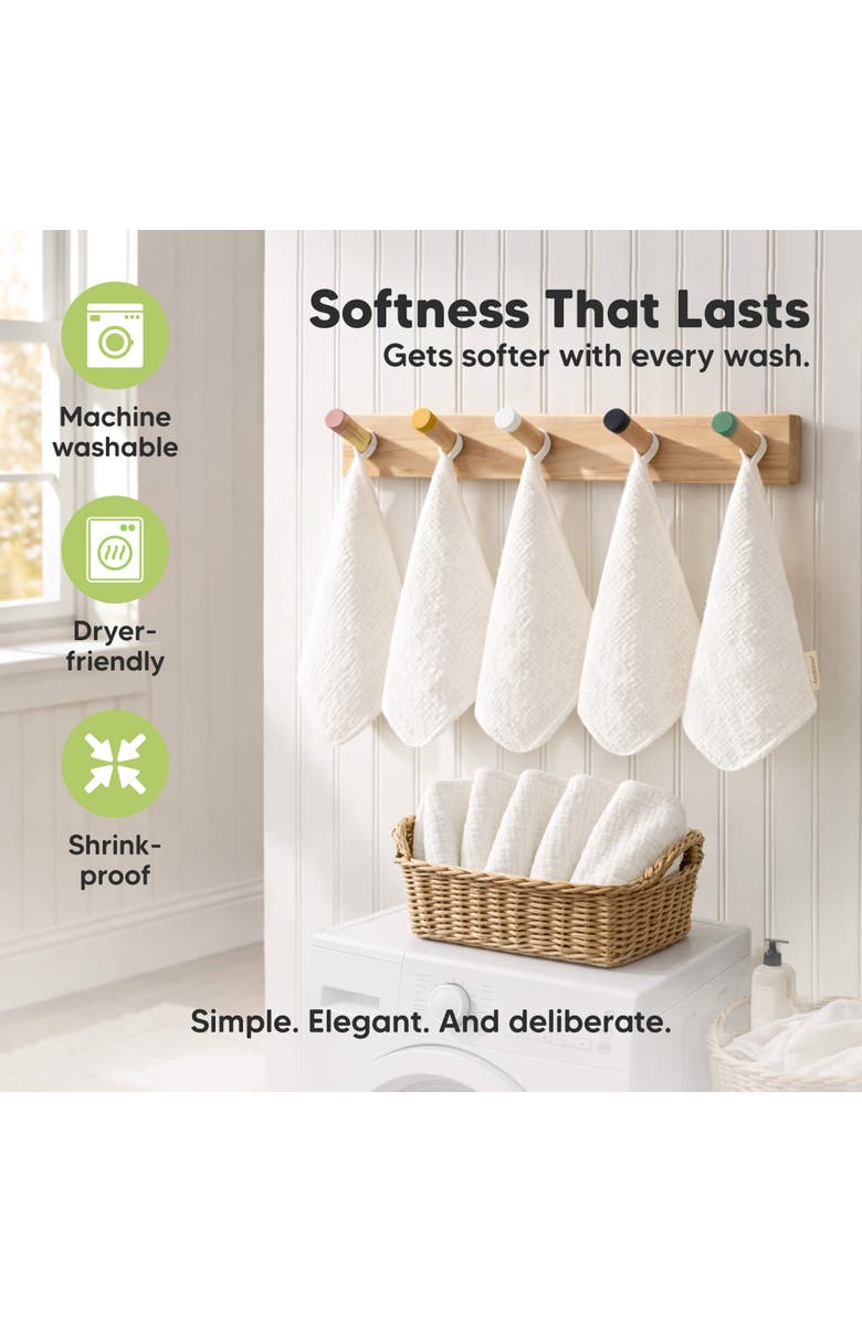 KeaBabies 5-Pack Lyra Muslin Baby Washcloths, Alternate, color, Soft White