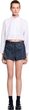 SANDRO Denim belt loop shorts