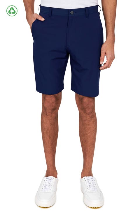 Regular Fit Solid Recycled Performance Flat Front Golf Shorts