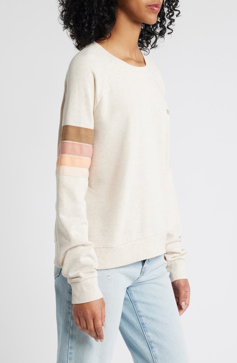 Rip Curl High Tide Stripe Raglan Sleeve Sweatshirt, Alternate, color, Oatmeal Marle