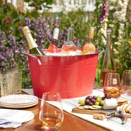 Twine Big Red Galvanized Metal Beverage Tub In Red