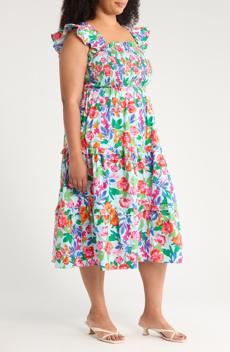 SUGARLIPS Orlena Floral Cotton Sundress, Alternate, color, Blue/ Green