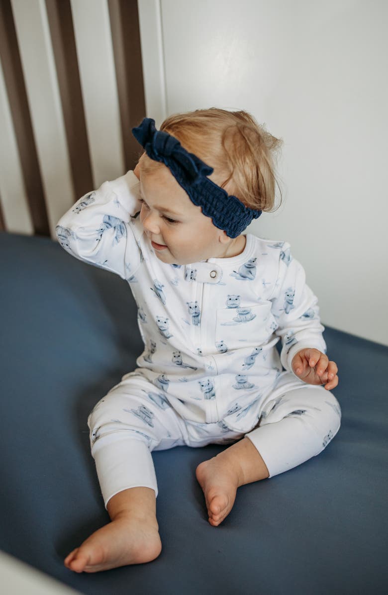 L'ovedbaby Hippo Print Organic Cotton Zip Romper, Alternate, color, Baby Hippo