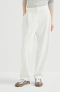 Brunello Cucinelli Cotton smooth French terry pleated track trousers
