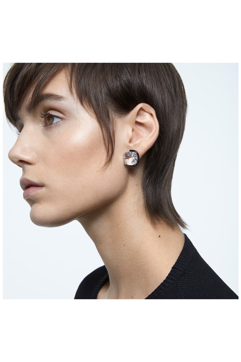 Harmonia Stud Earrings, Alternate, color, BLACK / CLEAR CRYSTAL