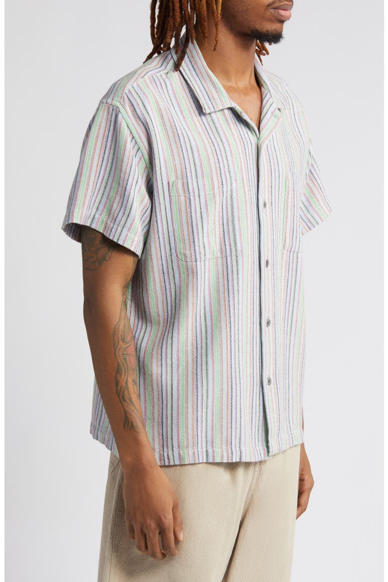 Talby Stripe Oxford Cloth Camp Shirt, Alternate, color, HYDRANGEA MULTI
