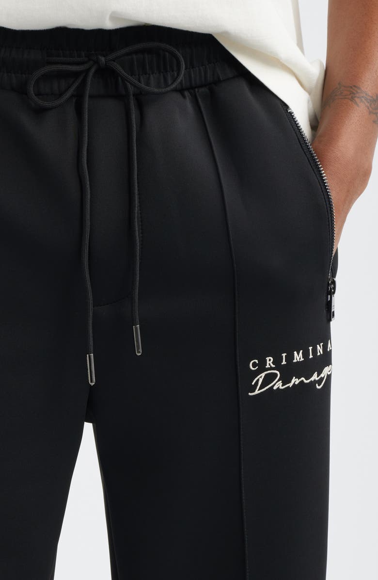 CRIMINAL DAMAGE Dragon Embroidered Track Pants, Alternate, color, Black/ Ecru