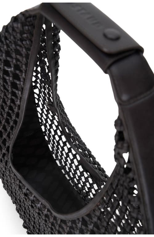 Staud Moon Woven Leather Top Handle Tote In Silver