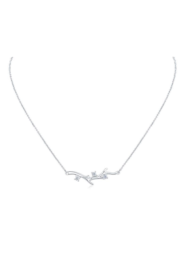 Cubic Zirconia Vine Pendant Necklace, Main, color, SILVER