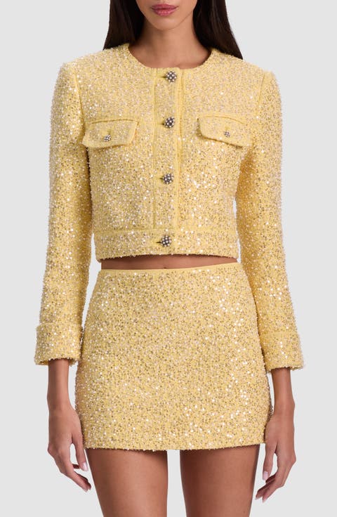 Lorie Embellished Crop Tweed Jacket
