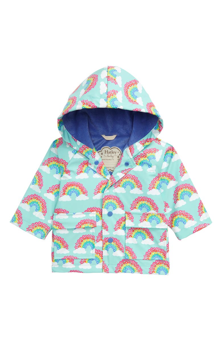 Hatley Magical Rainbows Waterproof Hooded Raincoat, Main, color, 