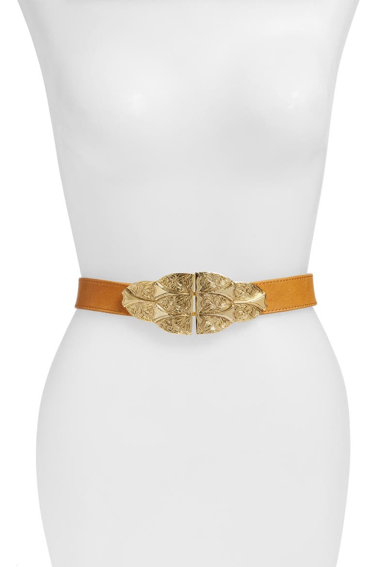 Oversized Buckle Belt, Main, color, COGNAC
