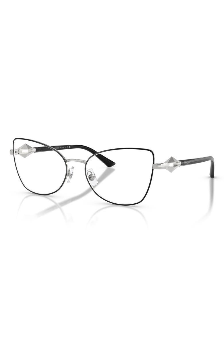 Jimmy Choo 55mm Cat Eye Optical Glasses, Alternate, color, Silver/ Black / Demo Lens