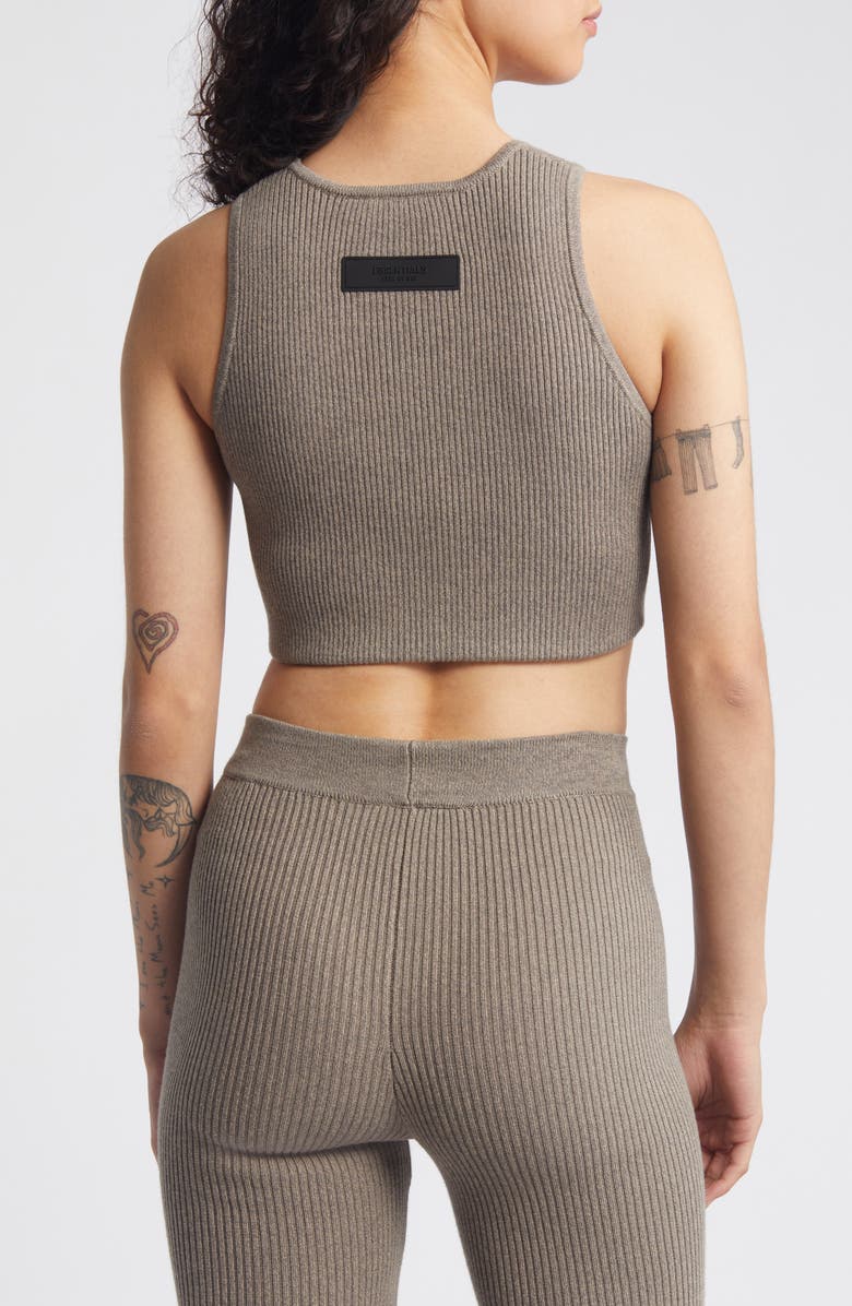 Fear of God Essentials Sport Rib Cotton Blend Crop Tank, Alternate, color, Heather Grey