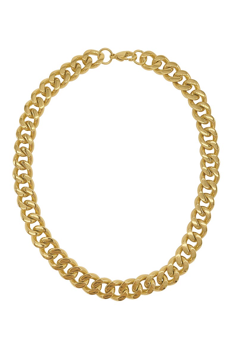 Water Resistant 14K Gold Plated Curb Chain Necklace, Main, color, YELLOW