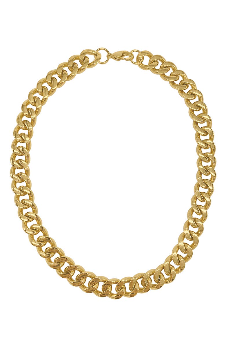 Adornia Water Resistant 14K Gold Plated Curb Chain Necklace, Main, color, Yellow