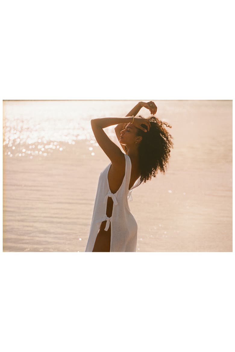 Riviera Linen & Cotton Cover-Up Dress, Alternate, color, WHITE CRINKLE LINEN