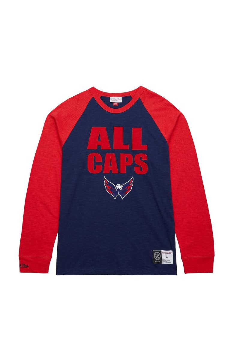 Mitchell & Ness Men's Mitchell & Ness  Navy/Red Washington Capitals Legendary Slub Raglan Long Sleeve T-Shirt, Alternate, color, Navy