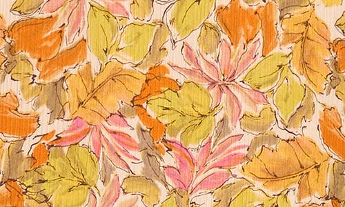 Vince Camuto Floral Off The Shoulder Bubble Sleeve Top In Crushed Orange