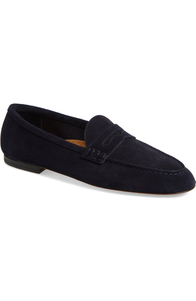 Ralph Lauren Purple Label Collins Suede Penny Loafer, Main, color, Classic Chairman Navy