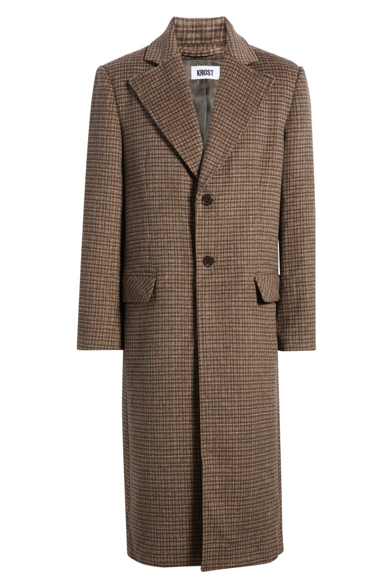 Check Cotton & Wool Coat, Alternate, color, RAIN DRUM