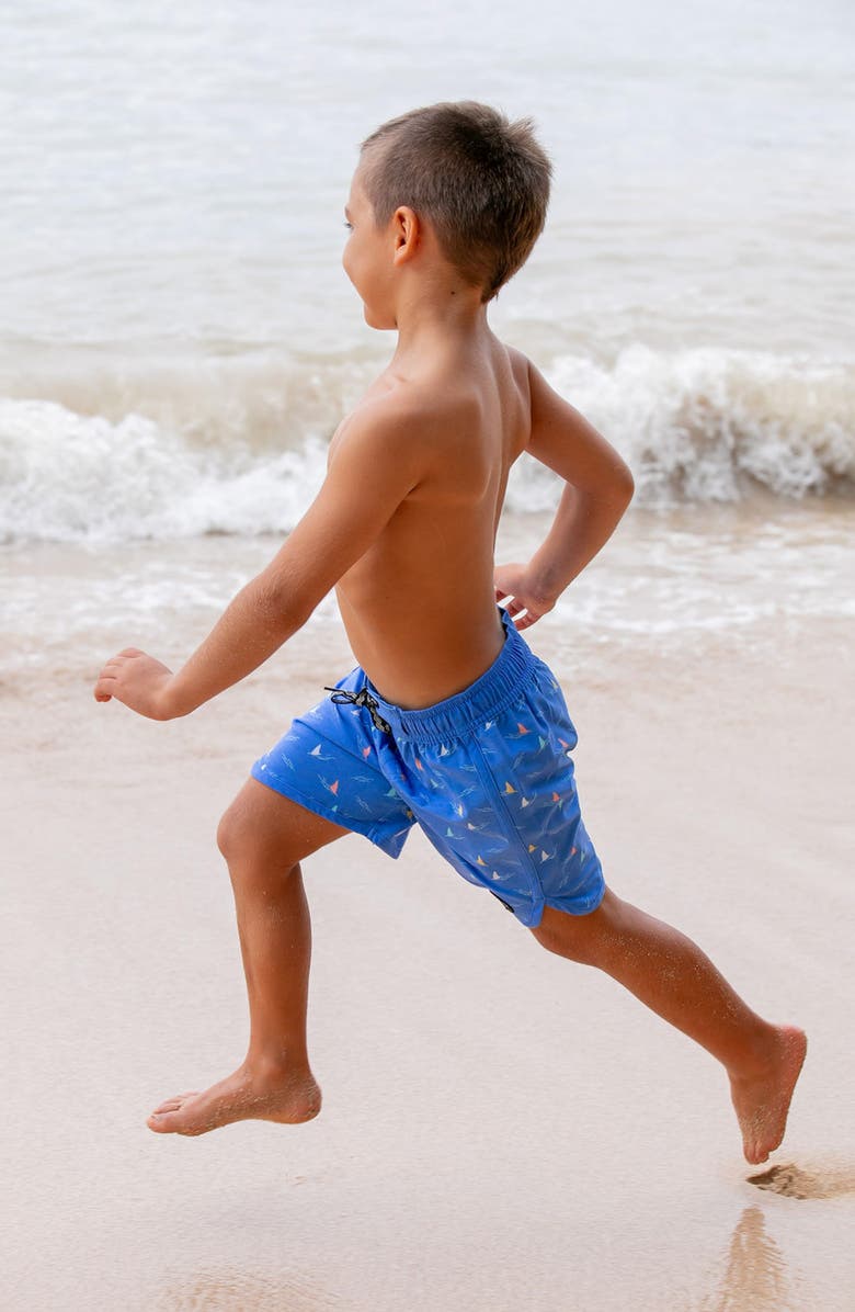 Feather 4 Arrow Kids' Shark Fin Board Shorts, Alternate, color, Marina Blue