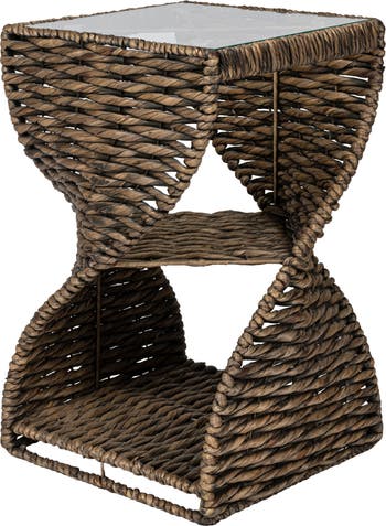 JONATHAN Y Suraya Bohemian Woven Water Hyacinth Swirl Square End
