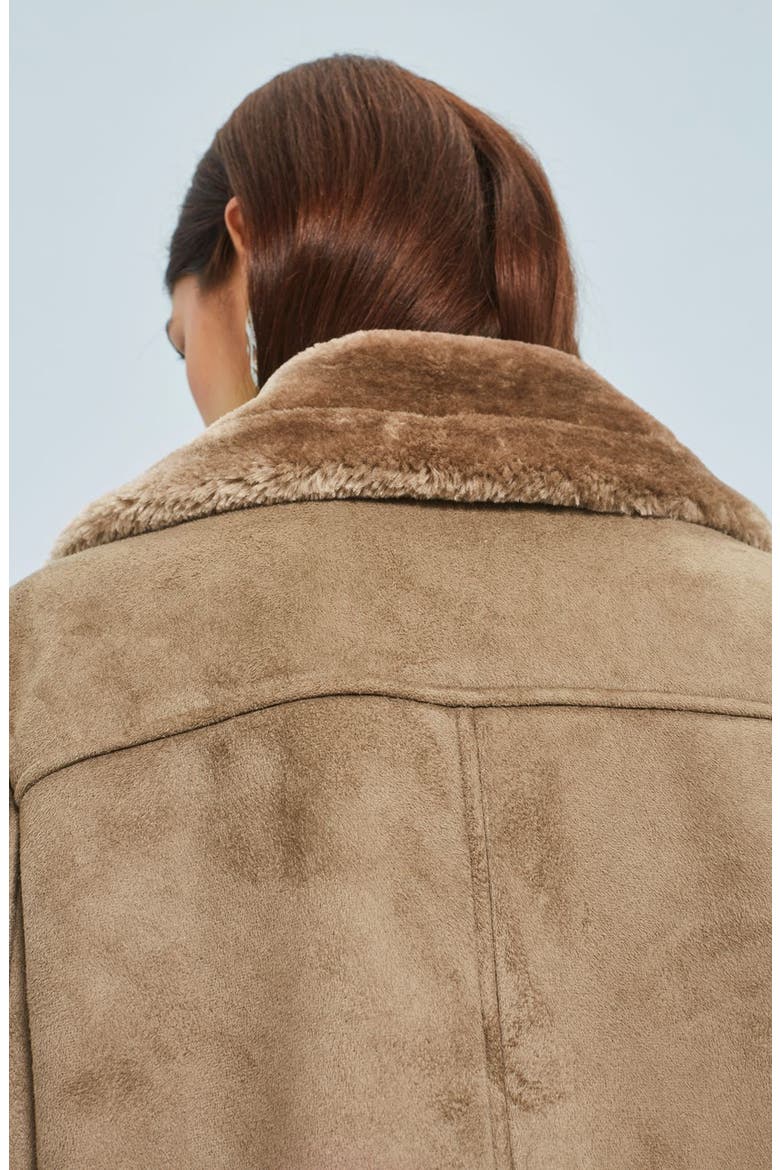 Faux Shearling Biker Jacket, Alternate, color, GREY