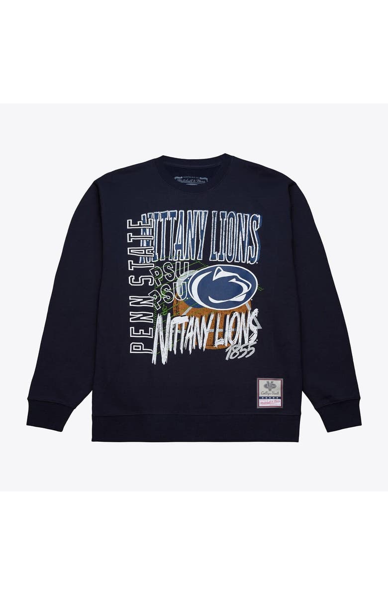 Mitchell & Ness Men's Mitchell & Ness  Navy Penn State Nittany Lions Half Time Fleece Crewneck Sweatshirt, Main, color, Navy