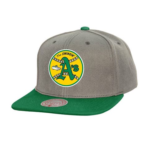 Men's Mitchell & Ness Gray Athletics Cooperstown Collection Basic Flip Snapback Hat