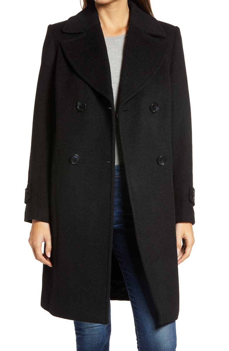 Sam Edelman Double Breasted Wool Blend Twill Coat, Alternate, color, 