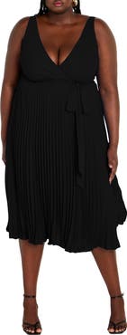 City Chic Zella Sleeveless Pleated Dress