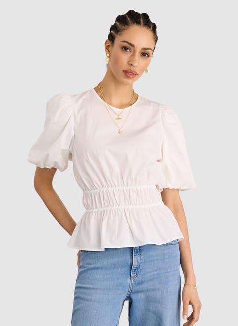 Elise Puff Sleeve Smocked Waist Top