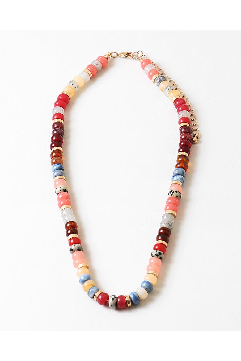 Sunset Mosaic Beaded Necklace, Main, color, Red