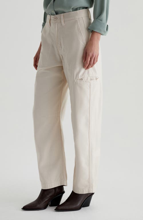 Ag Hazal Ankle Barrel Utility Twill Pants In Opal Stone