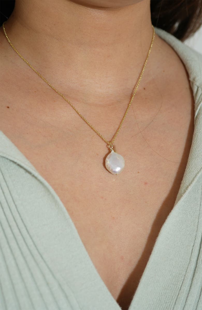 ARGENTO VIVO Freshwater Coin Pearl Pendant Necklace, Alternate, color, Gold