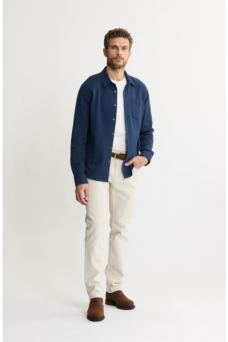 Stretch Pima Cotton Button-Up Shirt, Alternate, color, NAVY