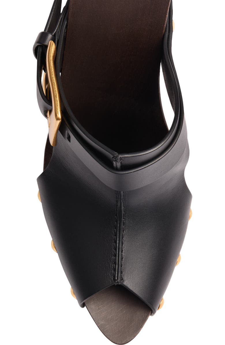 Balmain Anthem Wedge smooth leather mules, Alternate, color,