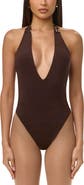 Naked Wardrobe Deep Plunge Halter Bodysuit