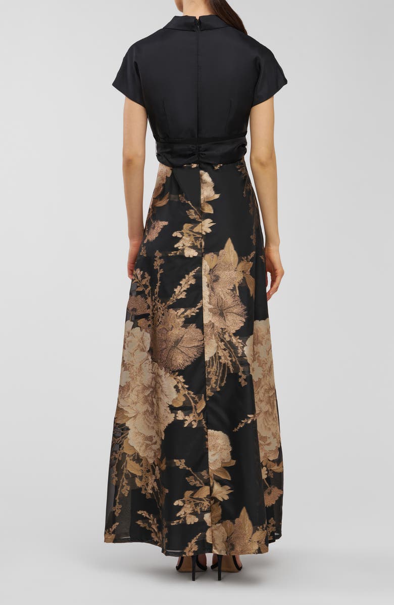 Kay Unger Samira Tie Belt Gown, Alternate, color, Black/ Gold