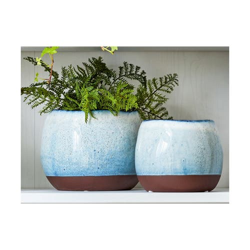 Tag Cirrus Large White Multi Ceramic Planter Decorative Garden Pot In Blue