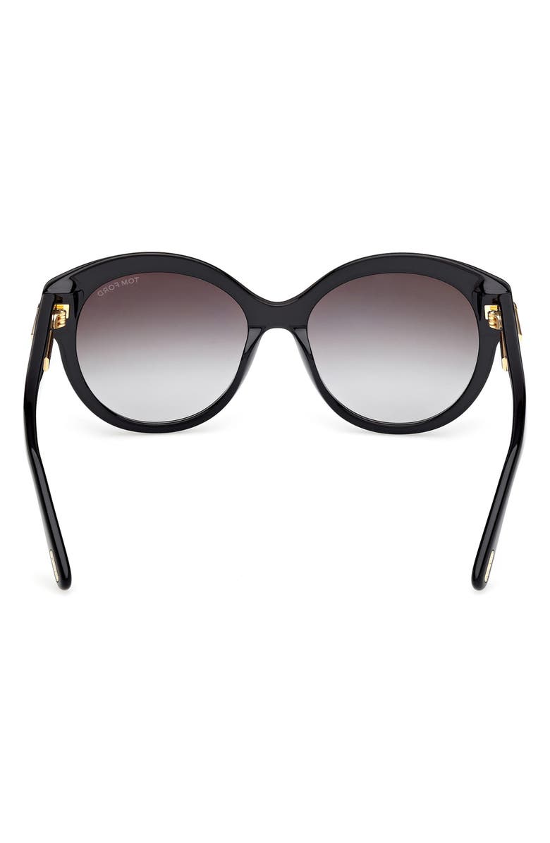 TOM FORD Icon 57mm Gradient Round Sunglasses, Alternate, color, Shiny Black Beveled / Smoke