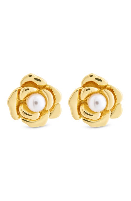 Sterling Forever Rosa Faux Pearl Flower Stud Earrings