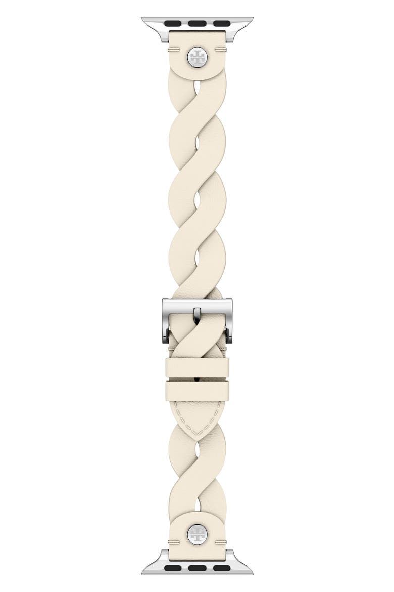 The Miller Braided Leather 20mm Apple Watch® Watchband, Alternate, color, IVORY