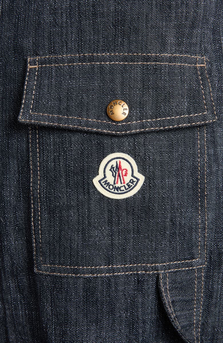 Moncler Belted Denim Midi Skirt, Alternate, color, Blue