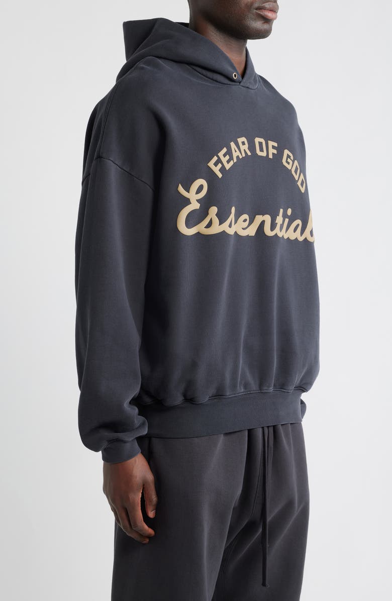 Fear of God Essentials '90s Fit Training Logo Hoodie, Alternate, color, Faded Black