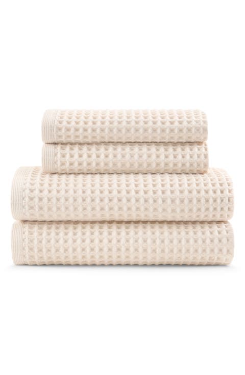 Pure Yarn Dyed Cotton Waffle 4-Piece Bath & Hand Towel Set