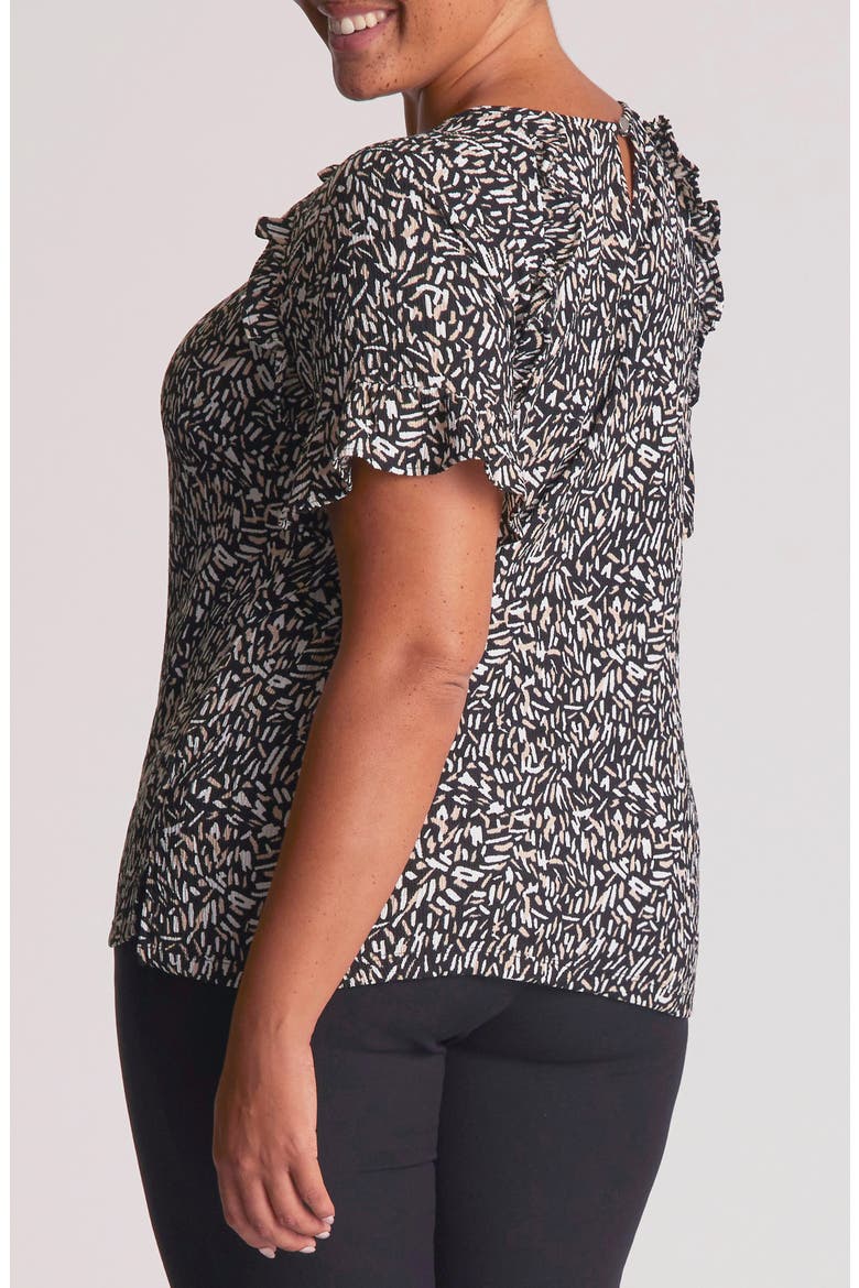 Abstract Geo Flutter Sleeve Top, Alternate, color, BLACK/ NEUTRAL