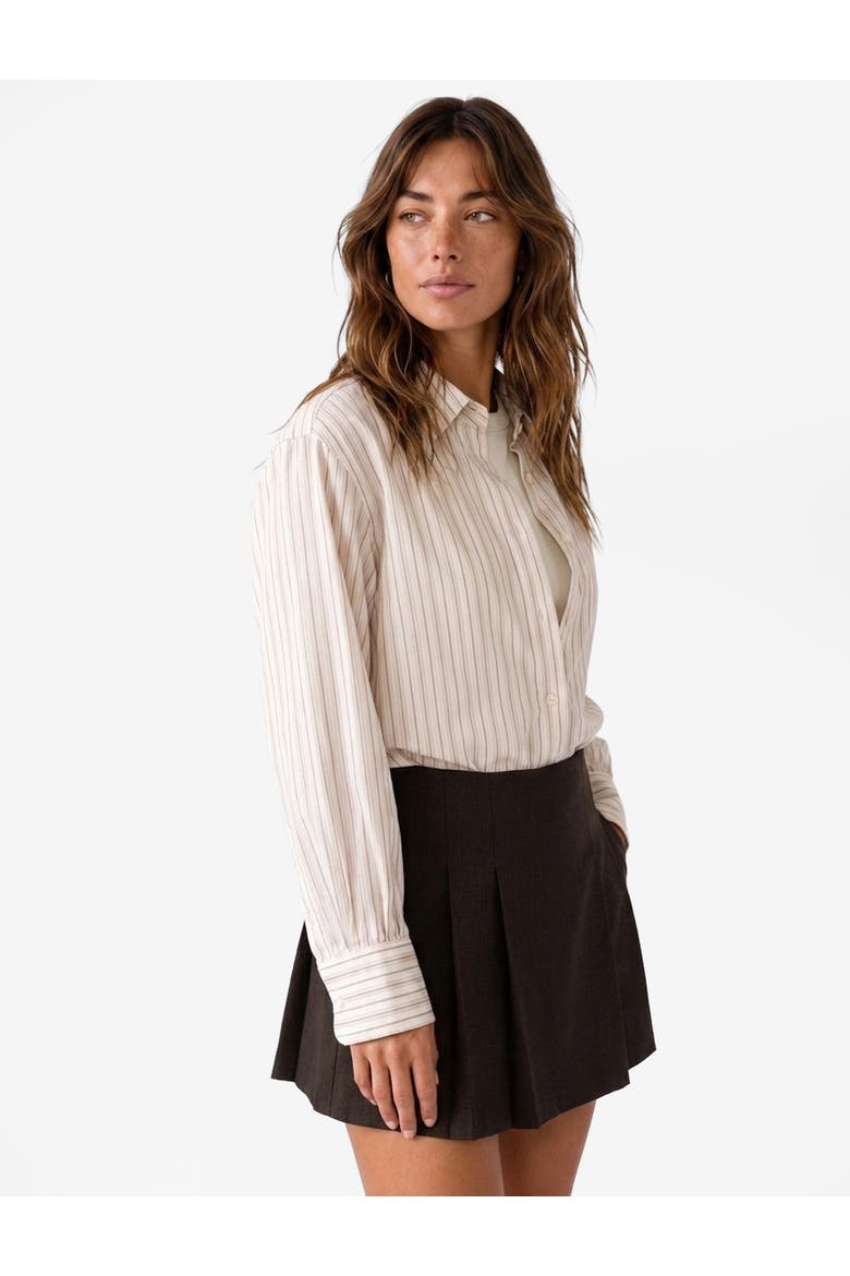 Long-Sleeved Balloon-Sleeve Striped Poplin Shirt, Alternate, color, MUSTARD STRIPE