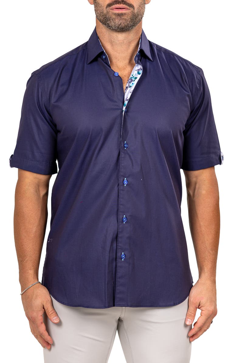 Maceoo Galileo Marty Short Sleeve Cotton Button-Up Shirt, Main, color, 